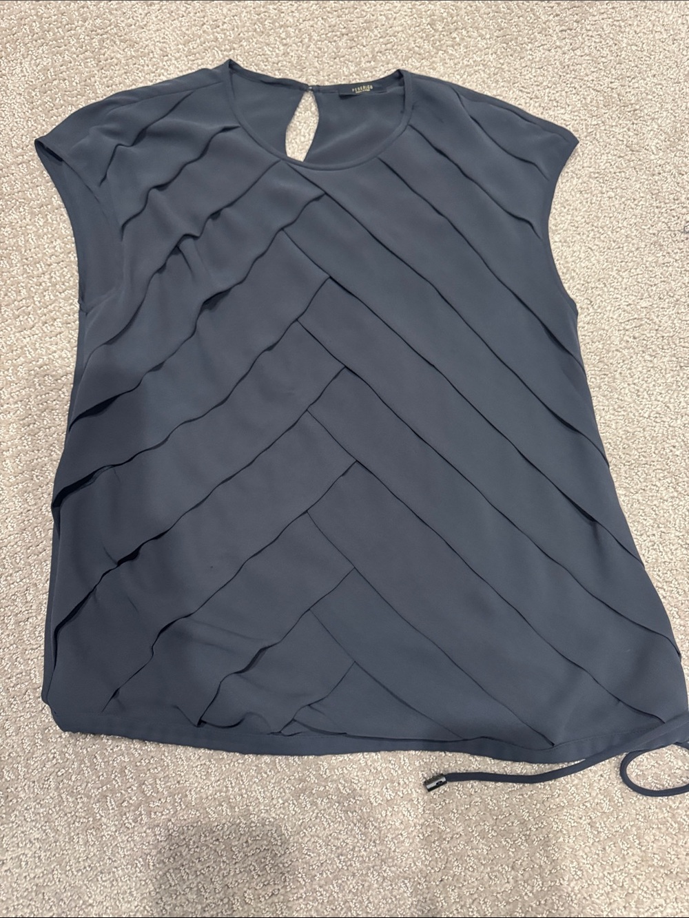 Peserico Navy Layered Chevron Sleeveless Top